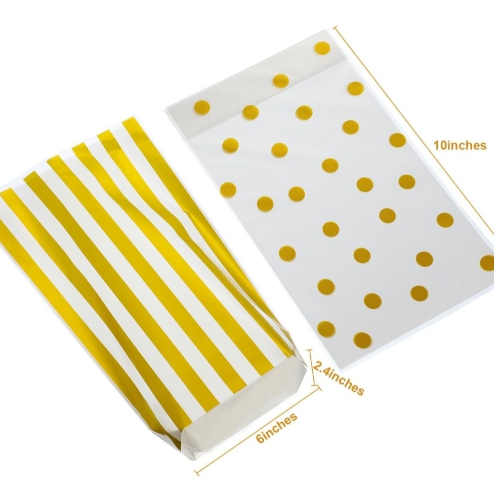 Gold Striped and Polka Dot Party Favor Bags